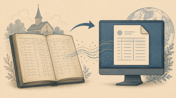 Illustration of searching Norway's free Digital Archives