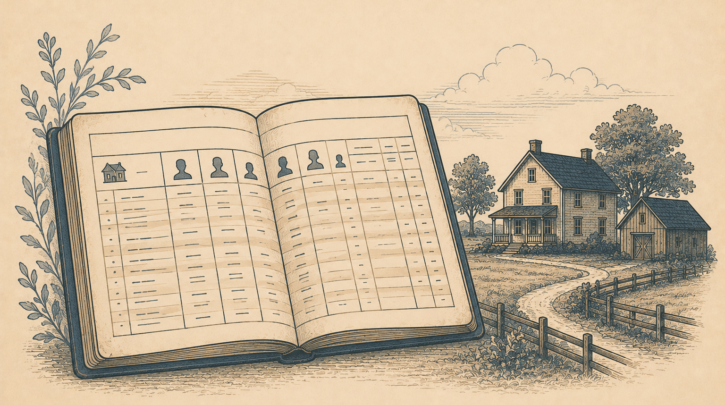 Illustration of a Norwegian census household record