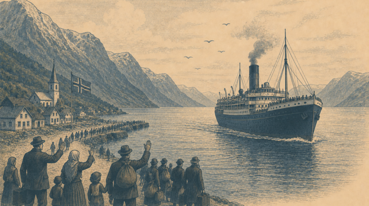 Illustration of the great Norwegian emigration to America