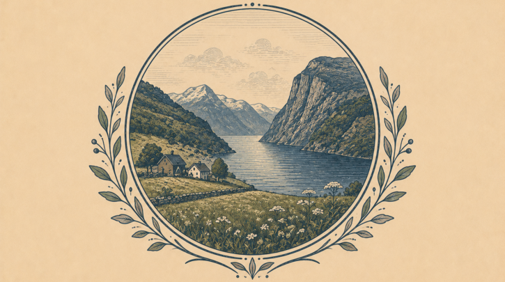 Illustration of the landscape elements behind Norwegian farm-name surnames