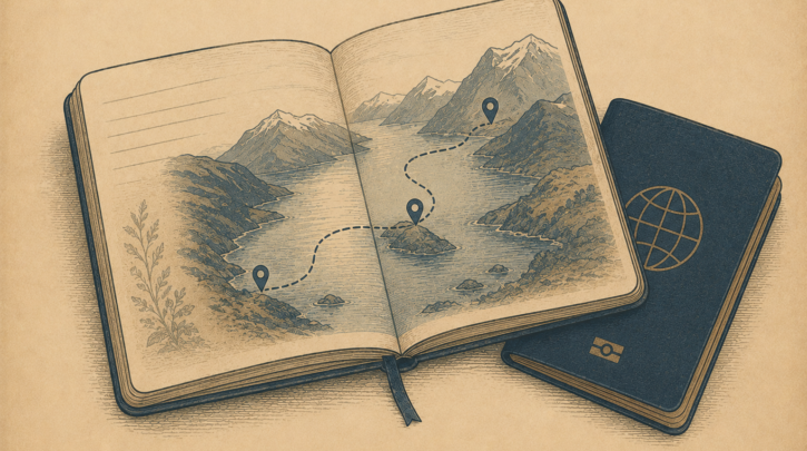Illustration of planning a heritage trip route through Norway