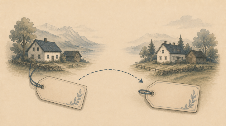 Illustration of a Norwegian farm name changing when a family moved