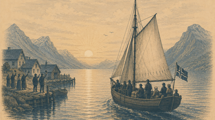 Illustration of the Restauration, the ship of Norway's first emigrants