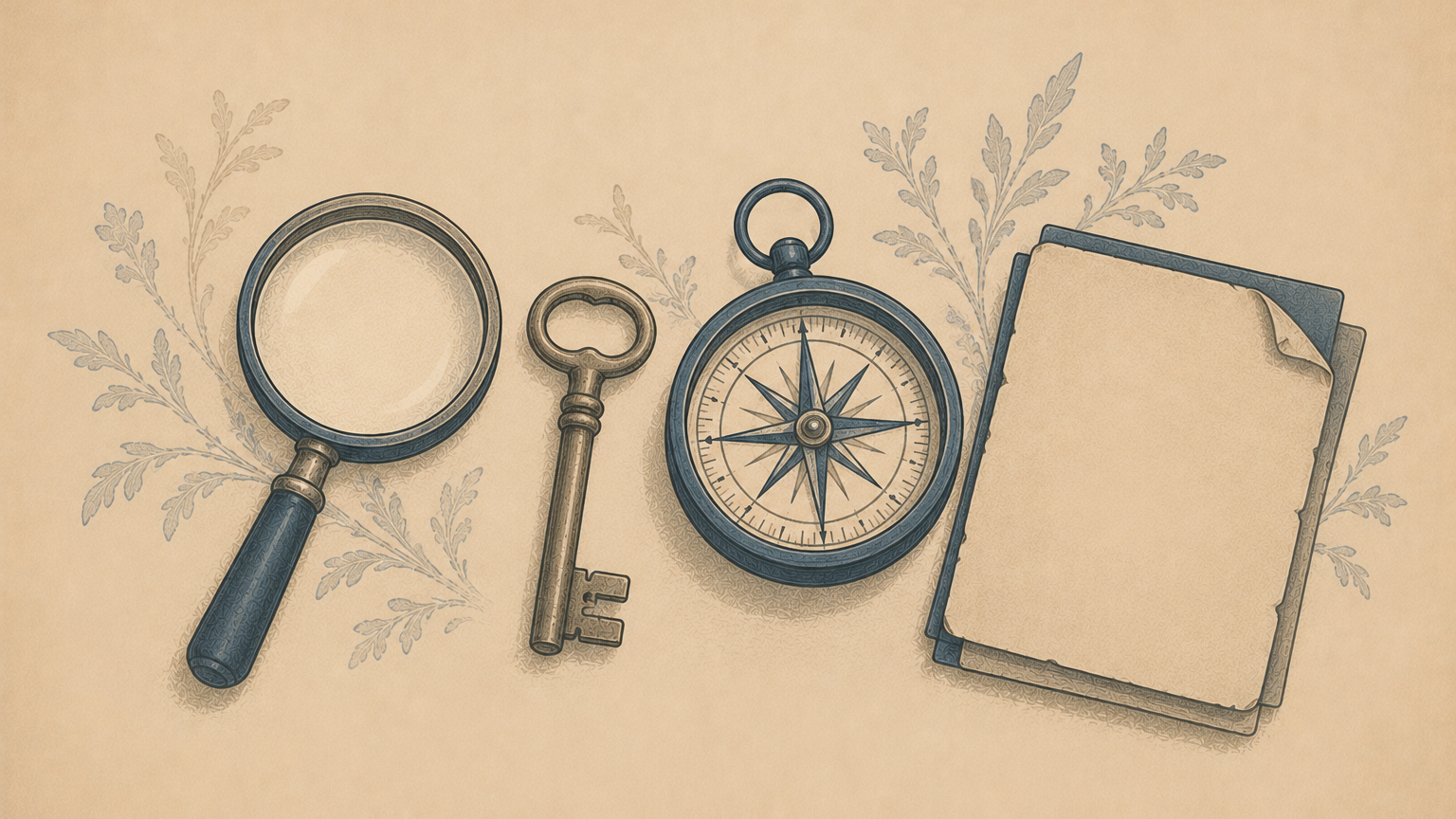 Illustration of a Norwegian genealogy research toolkit